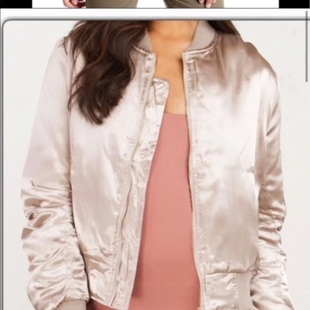 Gold Puffy Bomber Jacket Satin